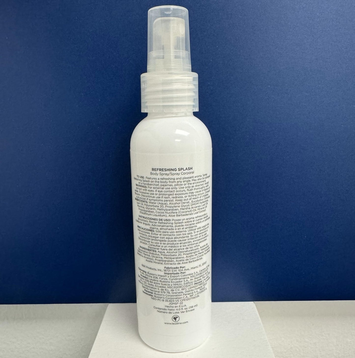 L'EUDINE Refreshing Splash with Eucalyptus Oil, Respiratory Care Body & Room Spray Mint and Aloe Infused, Gentle on The Skin, Multipurpose Small Spaces Air Freshener - 4.0 fl oz