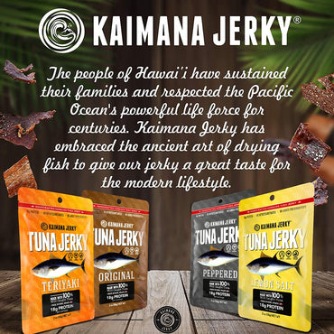 Kaimana Ahi Tuna Fish Jerky - Premium Protein & Rich In Omega-3's - All Natural & Wild Caught Tuna Jerky. Made in Hawaii, USA. (4 Pack, Variety Bundle)
