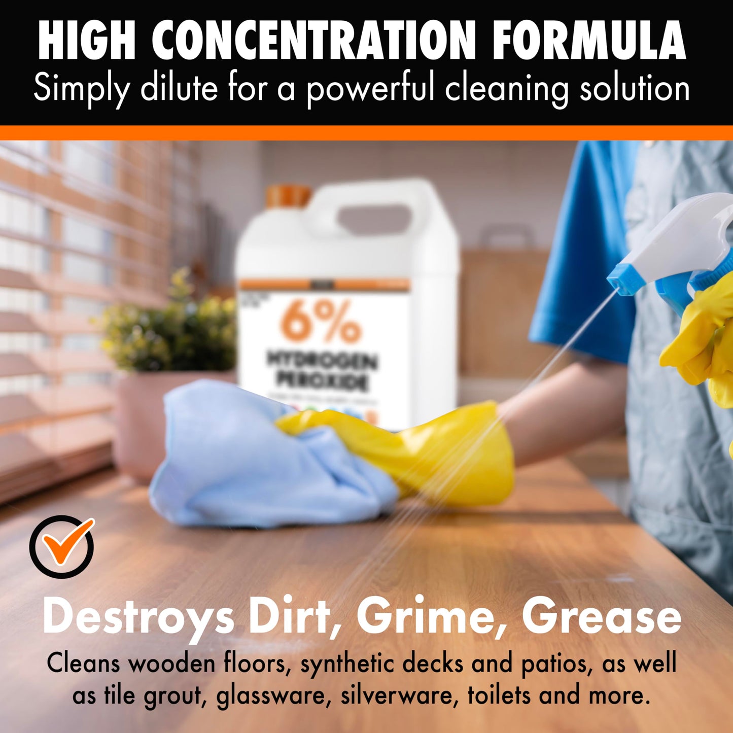 Chromex 6 Percent Hydrogen Peroxide, Food Grade, Home, Kitchen, Bath Cleaner, Laundry, Whitening, 2.5 Gallons