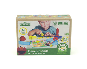 Green Toys Sesame Street Elmo & Friends Dough Activity Set - 12 Piece Pretend Play, Motor Skills, Creative Arts & Crafts Kids Toy Set. No BPA, phthalates, PVC. Dishwasher Safe Recycled Plastic Tools, Organic Dough, Made in the USA.