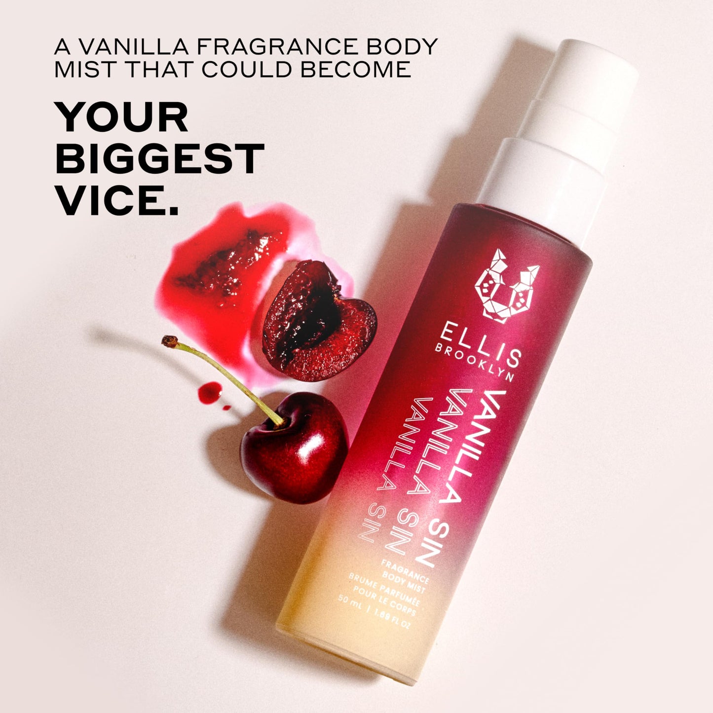 Ellis Brooklyn VANILLA SIN Hair And Body Fragrance Mist - Gourmand Perfume Mist with Black Cherry, Fresh Freesia, & Bourbon Vanilla, Vegan Perfume Made In The USA,100ml, 3.38 Fl Oz