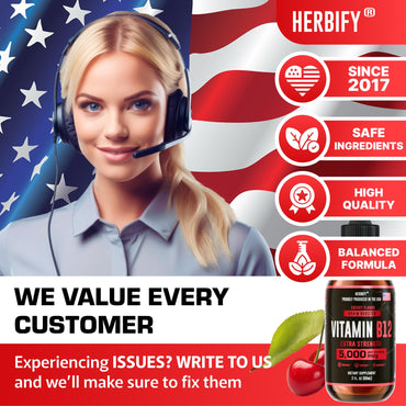 HERBIFY Vitamin B12 Methylated Multivitamin Energy Supplements for Women & Men - Liquid B12 Vitamins 5000 Mcg Methylcobalamin - Energy Support and Immune Health Liquid Vitamin 2 Oz