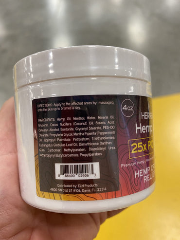 HERRBA Hemp Oil Night Cream and Hemp Cream - 25x Strength Cream Made of Hemp Oil Extract - Body Lotion - Natural Hemp Extract Made in USA - Premium Hemp Cream with Menthol (4oz)
