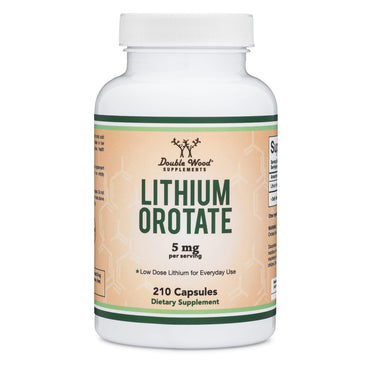 Lithium Orotate 5mg, 210 Capsules (Third Party Tested, Vegan Safe, Non-GMO) for a Calmer Mind, More Balanced Mood, and Better Rest at Night by Double Wood Supplements