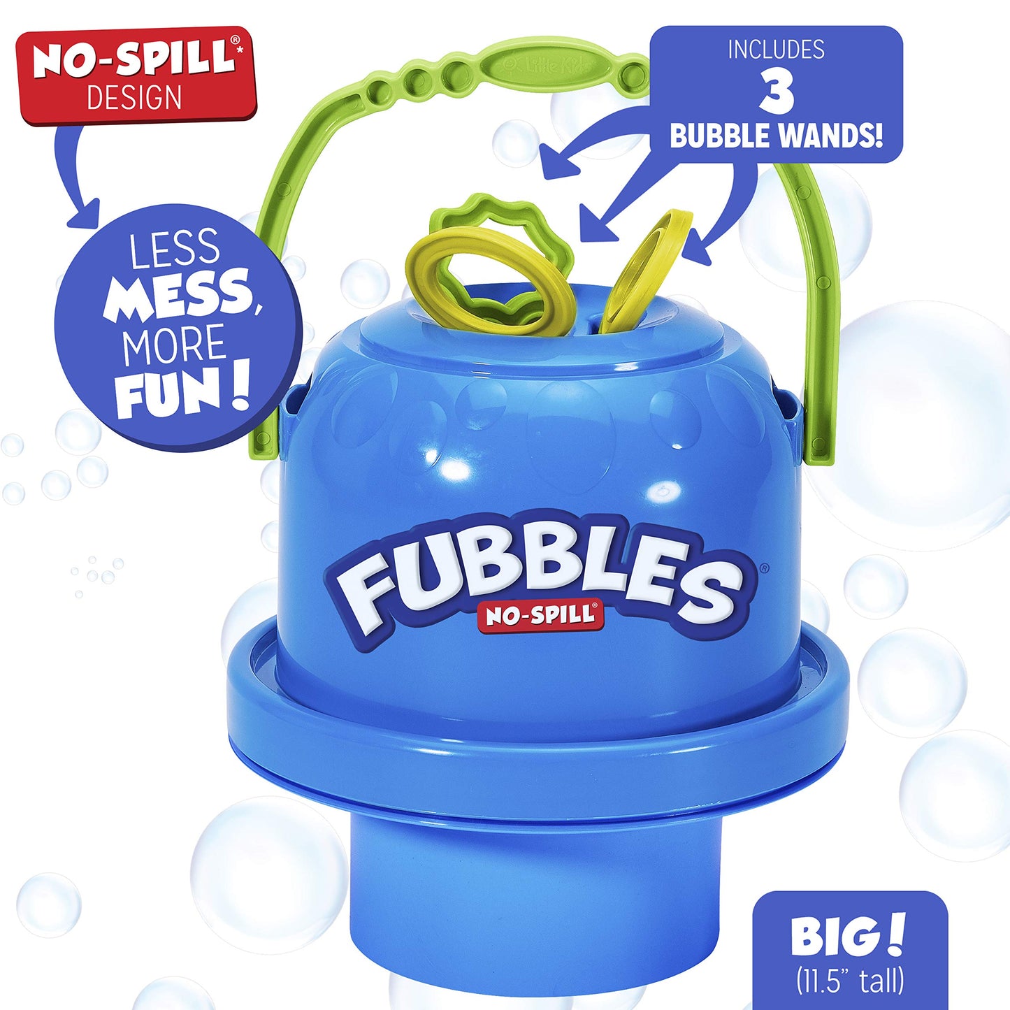 Little Kids Fubbles No-Spill Big Bubble Bucket for Multi-Child Play, Made in the USA
