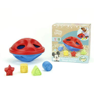 Green Toys Disney Baby Mickey Mouse & Friends Shape Sorter - 6 Piece Motor Skills, Shape & Color Recognition, Kids Sorting Toy. No BPA, phthalates, PVC. Dishwasher Safe, Recycled Plastic, Made in USA.