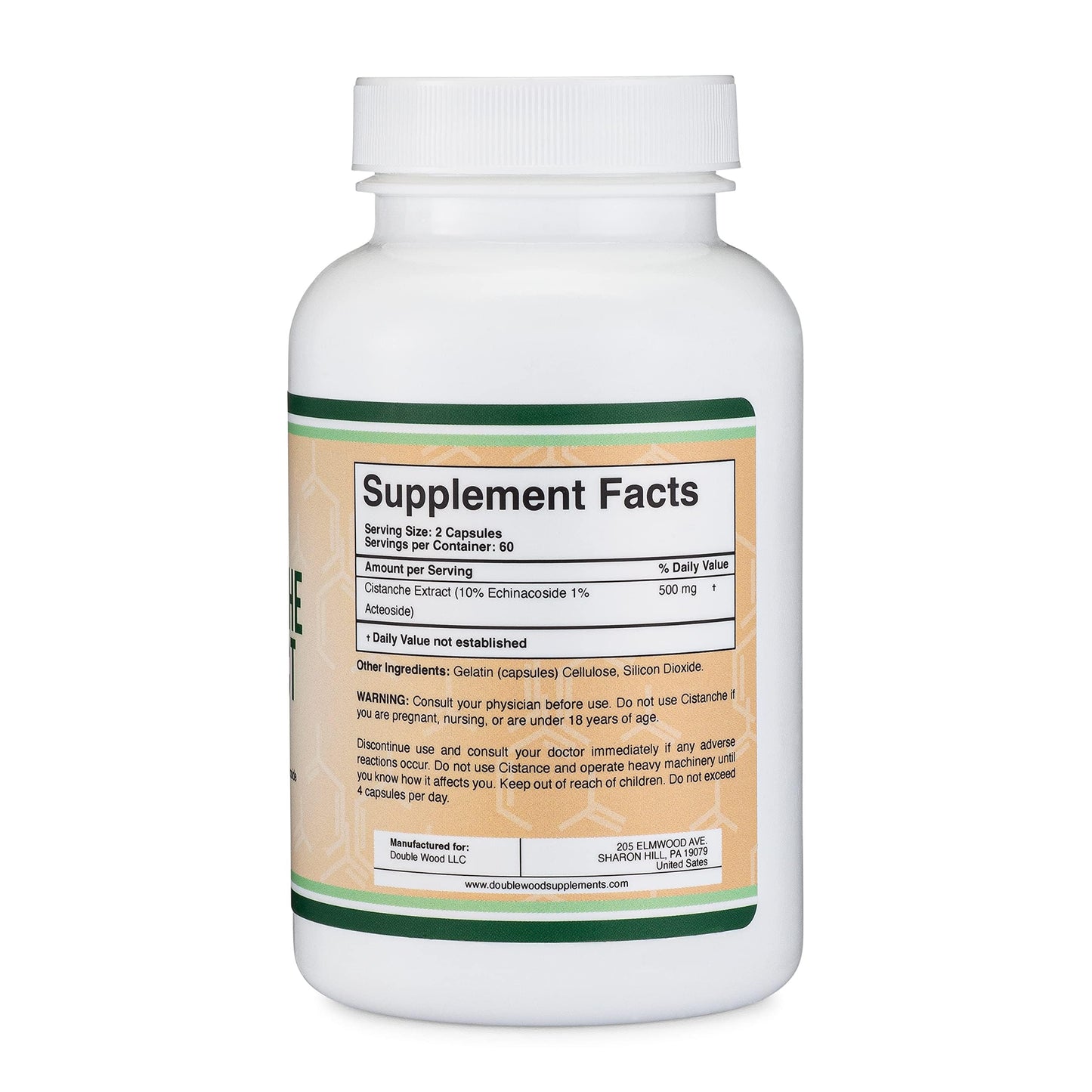 Cistanche Tubulosa Extract 500mg Per Serving (120 Capsules) Cistanche Testosterone Supplement for Men (Standardized to Contain Echinacosides and Acteosides) by Double Wood