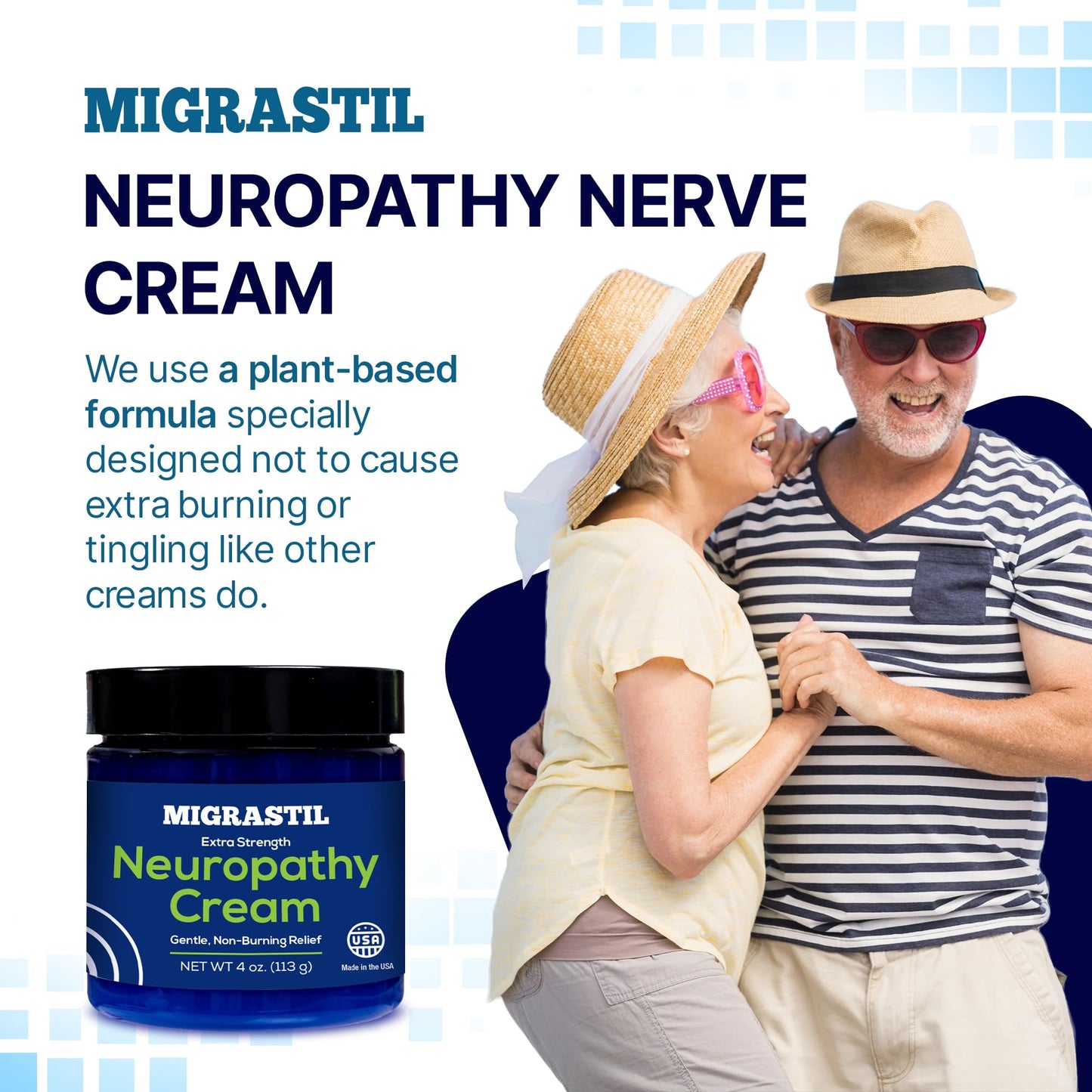Basic Vigor Migrastil Neuropathy Relief Cream Extra Strength for Feet, Legs, and Hands. Made in The USA. Vegan and Cruelty-Free, Non-Greasy, Gentle, Non-Burning with Cooling Effect (4 oz.)