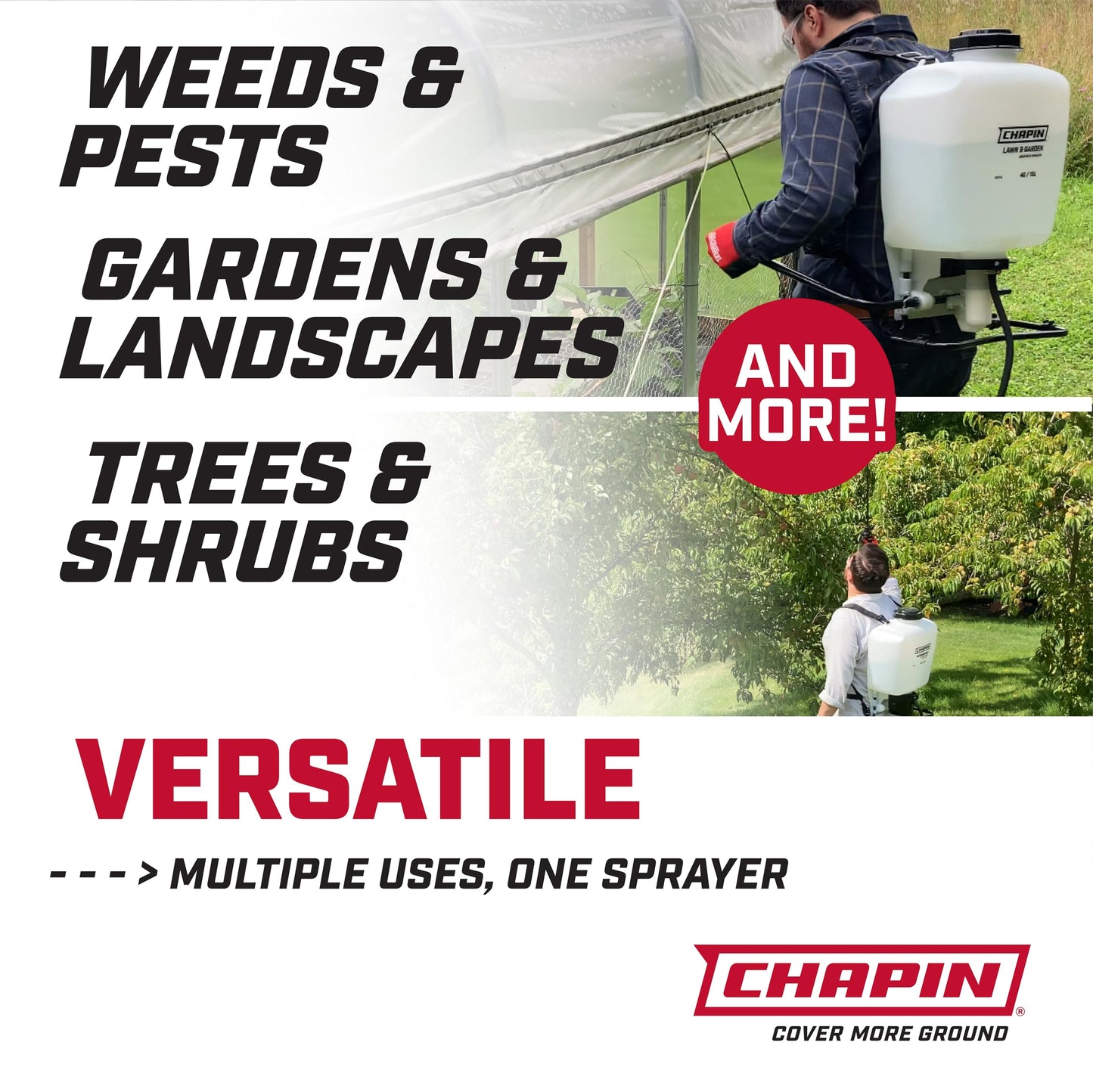 Chapin 60114 Made in USA 4-Gallon Backpack Sprayer with 3-Stage Filtration System Pump Pressured Sprayer, for Spraying Plants, Garden Watering, Lawns, Weeds and Pests, Translucent White