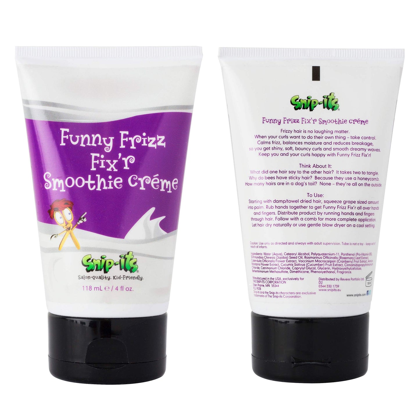 Snip-its Funny Frizz Fix’r Crème 4oz – Curly Hair Product for Natural Shine and bounce - All Natural Frizz Control Hair Product for Kids Made in USA | Salon Quality Kid Friendly