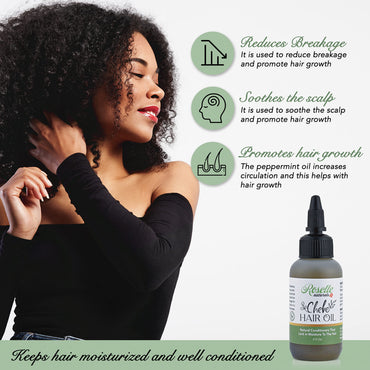 Roselle Naturals Chebe Oil for Hair Growth for Black Women, Chebe Oil Hair Growth Products Made in USA 2 Pack - Chebe Powder Chebe Hair Grease for Stronger, Longer, Thicker Hair, 2 Oz