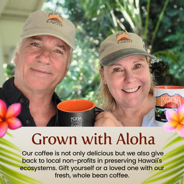 KONA EARTH - Classic, 100% Kona Coffee Beans, Whole Farm-Fresh Classic Medium Roast Coffee Beans, Micro-Batch-Roasted, 1 lb., Pack of 1