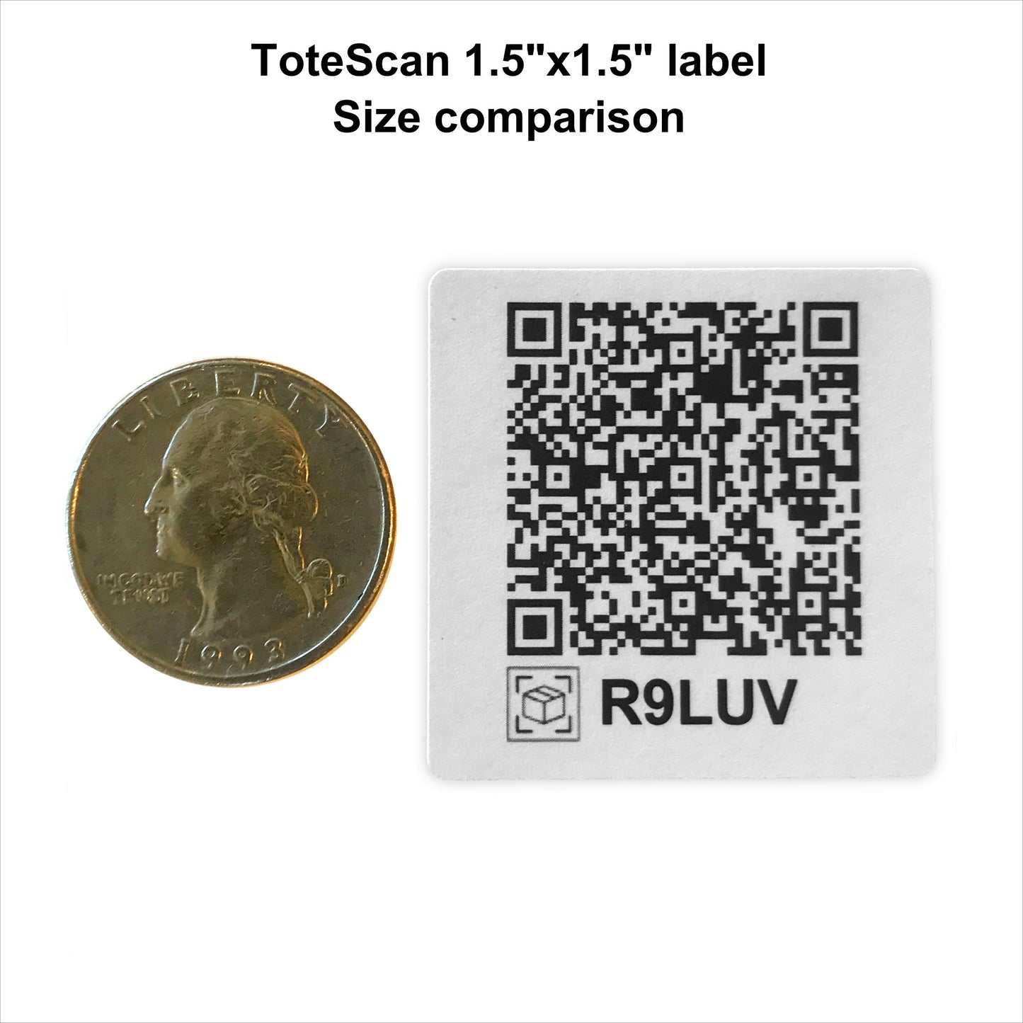 ToteScan Intelligent QR Labels for Organization/Moving/Storage (60 Unique Sets of 4 Labels, to Place on All 4 Sides of Your Box/Container) 1.5"x1.5" Size