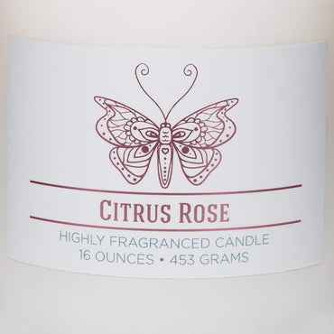 Carolina Citrus Rose Scented Candle, 16 oz Wellness Relaxing Aromatherapy Candle, 2 Wick White Jar Soy Blend Wax, Candles for Home, 60H Burn - Made in The USA