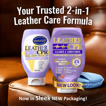 Leather CPR Cleaner and Conditioner - Made in USA, Leather Furniture Cleaner and Conditioner for Couch, Purses, Shoes, Jackets, Cars, Leather Restore
