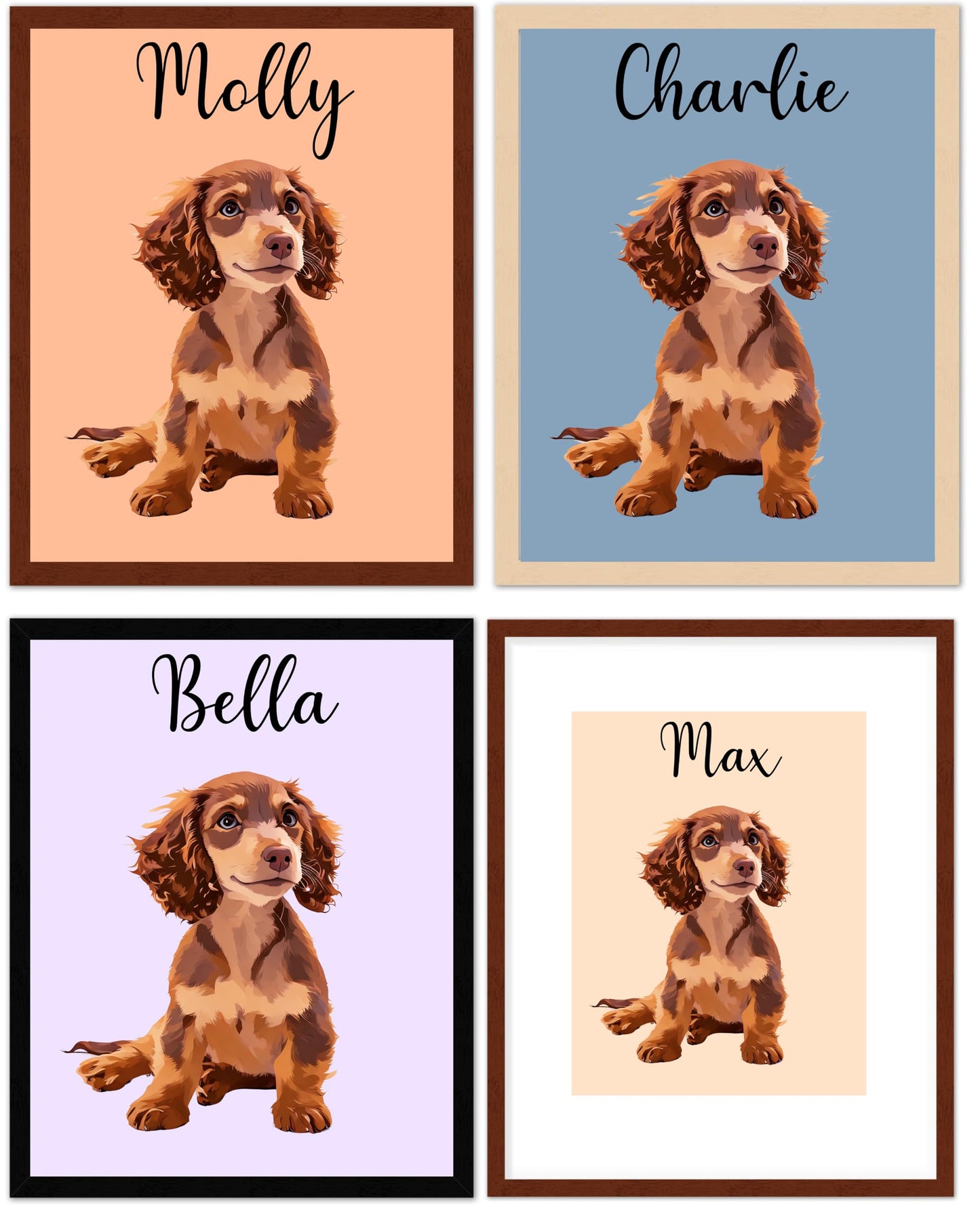 Custom Pet Portrait Wall Art - Personalized Dog or Cat Painting from Photo - Framed or Unframed, Create Your Own Framed Wall Art Animal Portrait- Heartwarming Keepsake for Dog Lovers