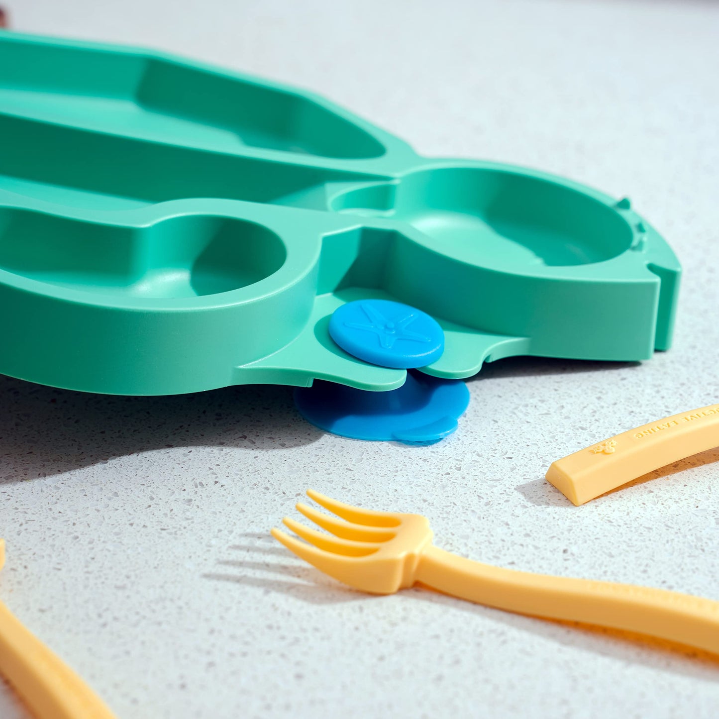 Constructive Eating Plate Made in USA | Constructive Baby | Kids Dinnerware Set, Green Turtle Plate | Divided Suction Plates for Toddlers – Made with Materials Tested for Safety
