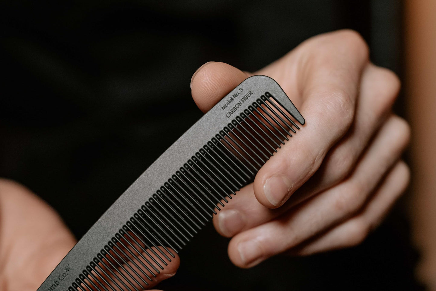 Chicago Comb Model 3 Carbon Fiber, Made in USA, Anti-static, 5.5 inches (14 cm) long, Fine-tooth, Pocket, Travel, EDC comb, Finer Hair and Beards