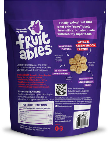 Fruitables Baked Dog Treats, Healthy Pumpkin Treat for Dogs, Low Calorie & Delicious, Free of Wheat, Corn and Soy, Made in The USA, Apple and Crispy Bacon Flavor, 20oz