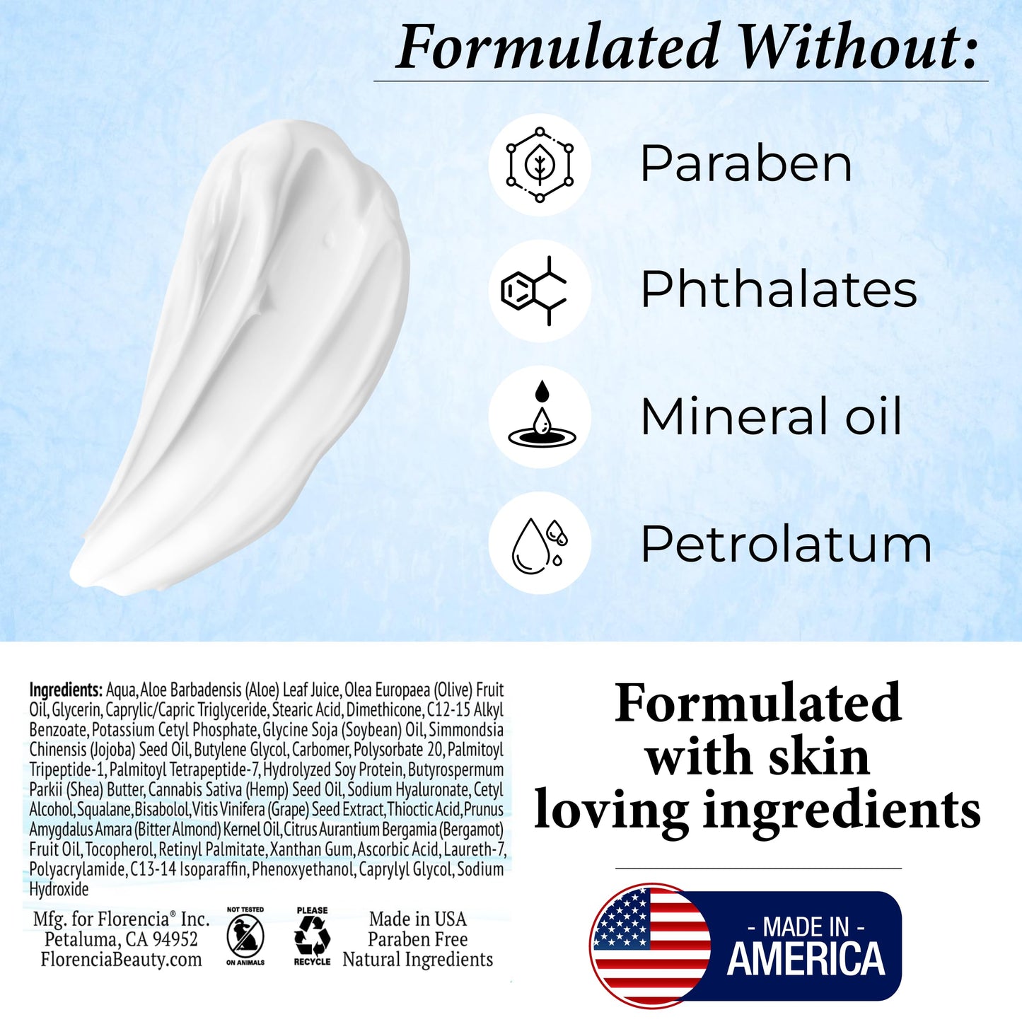 Florencia Ultra Peptide Cream - Nourishing, Organic Face Moisturizer with Hyaluronic Acid & Matrixyl 3000 - Hydrates, Rejuvenates, Firms, Improves Fine Lines - Natural & Vegan, 2 oz