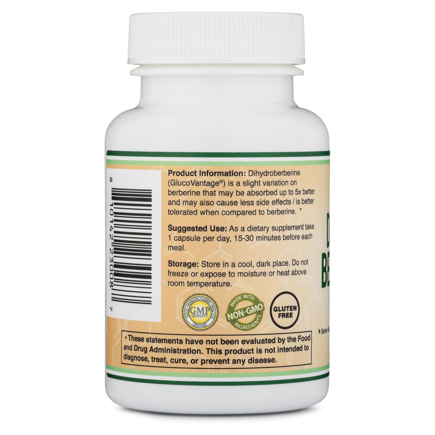 Dihydroberberine Supplement 100mg, 60 Capsules (Patented GlucoVantage Super Berberine, May be 5X More Effective Than Berberine with Less Side Effects) Third Party Tested, Vegan Safe by Double Wood