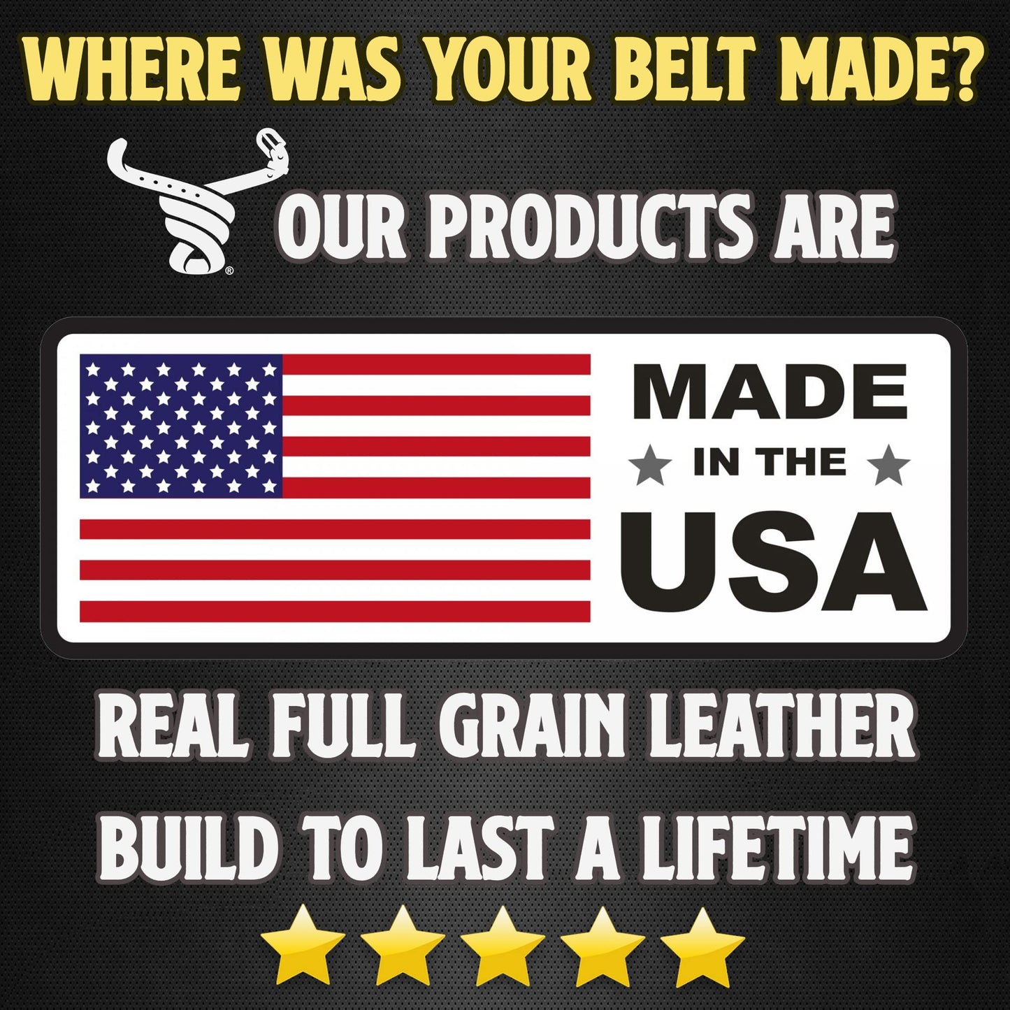 Bullhide Belts Mens USA Made Leather Belt for Casual