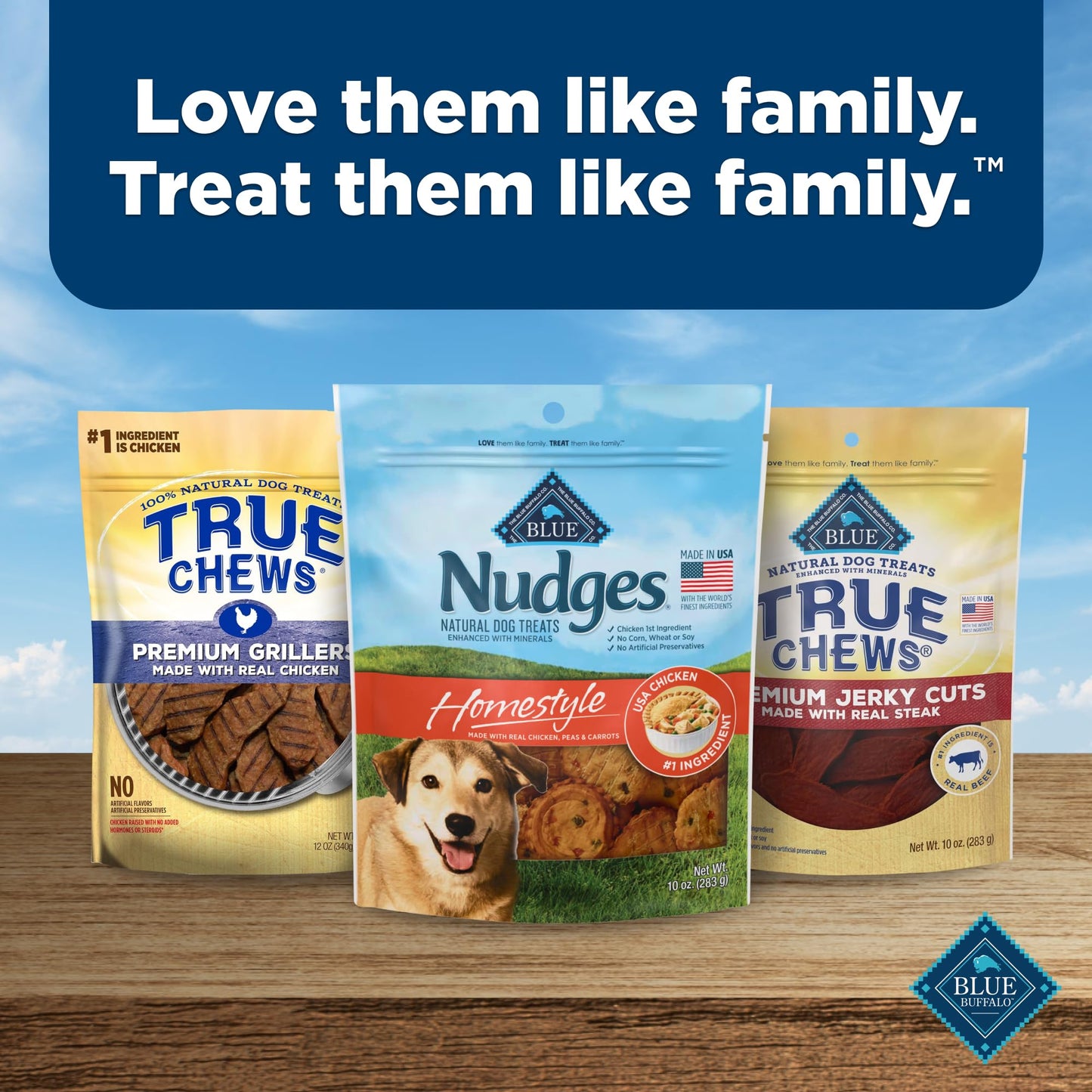 Blue Buffalo Nudges Homestyle Natural Dog Treats Made with Real Chicken, Made in the USA, Chicken, 10-oz Bag