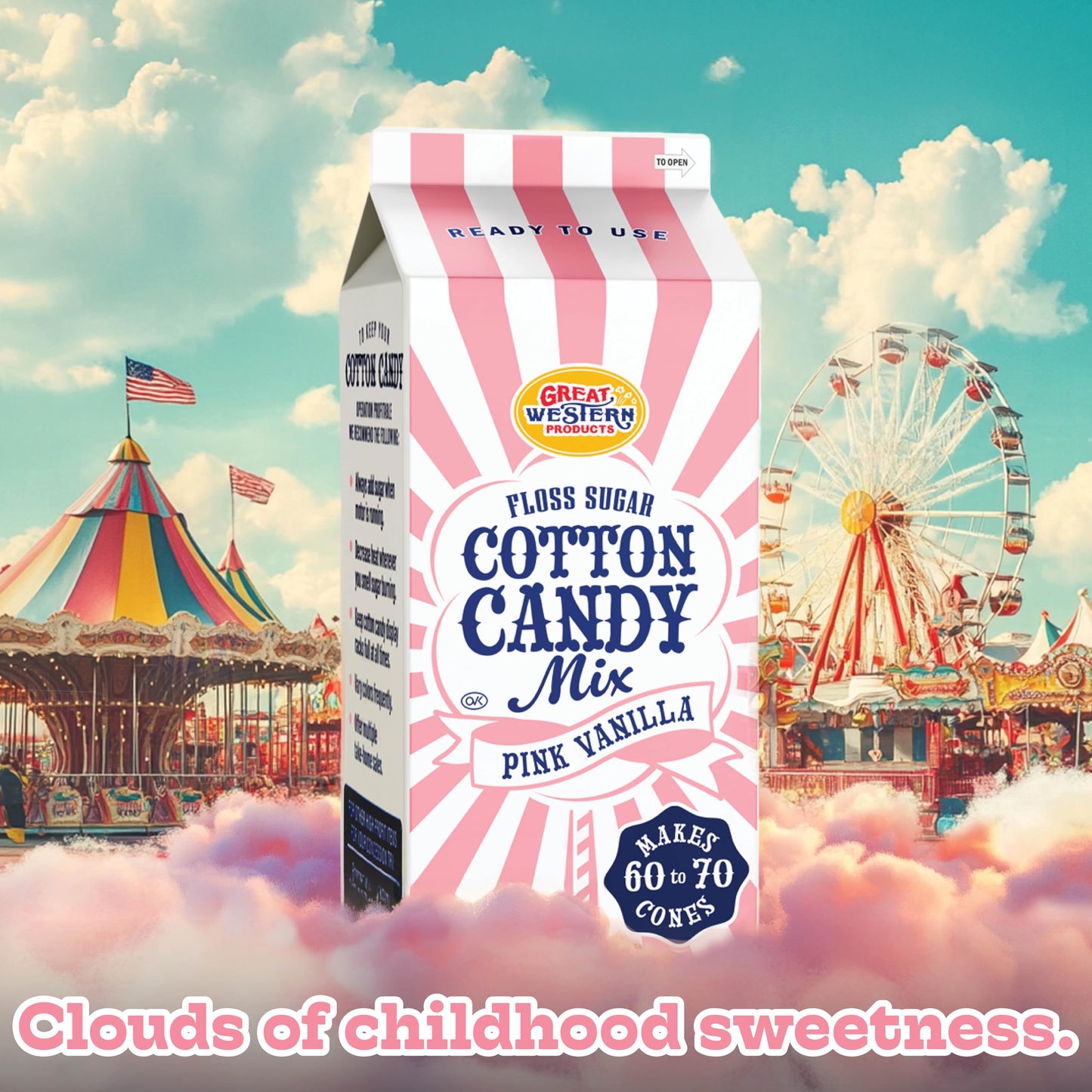 Premium America Pink Vanilla Cotton Candy Floss Sugar Carnival-Style Fluffy Fun, Pre-Mixed & Ready to Use for Parties, Events & Festivals 3.25 lb Cartons Case of 3