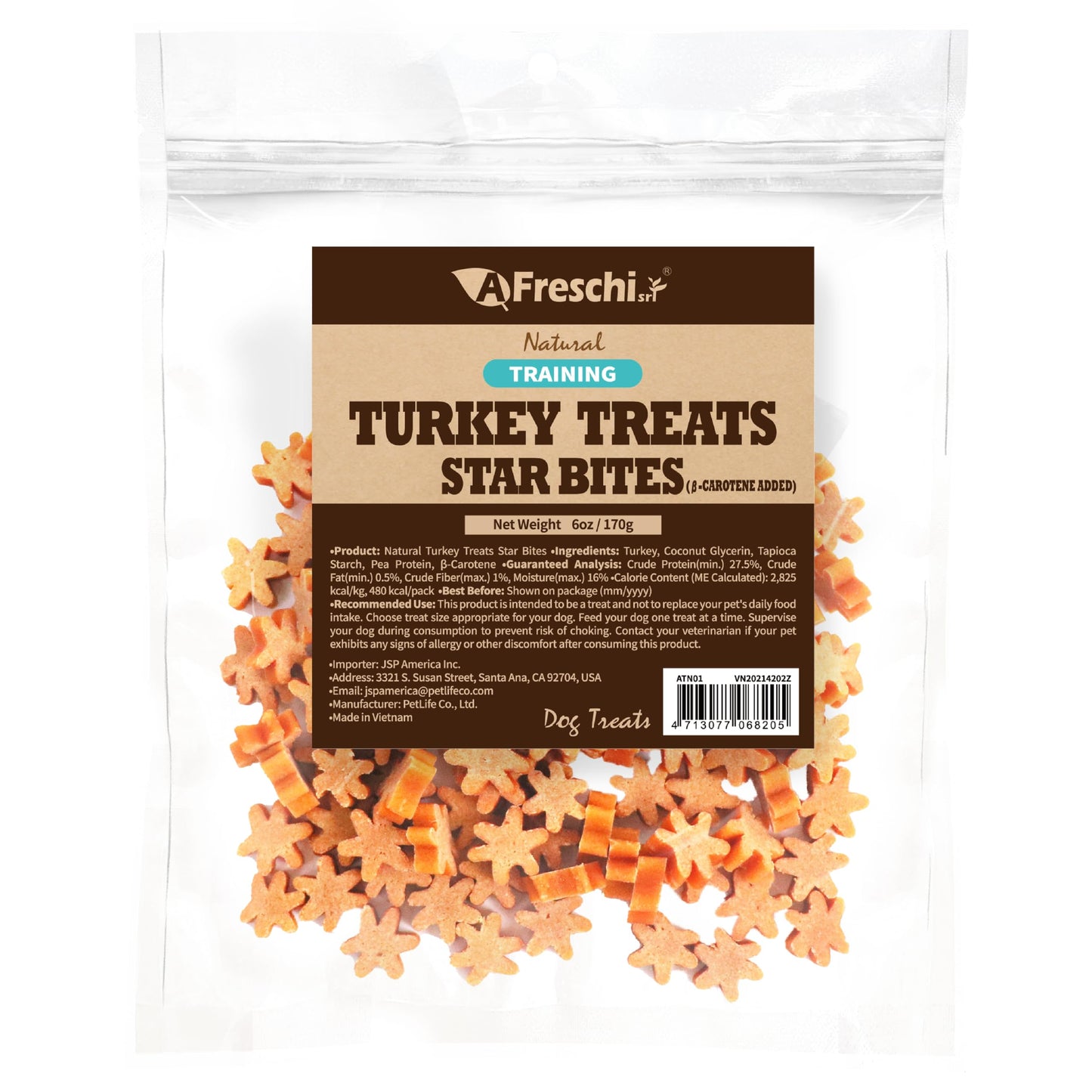 Afreschi Turkey Training Treats – Hexagonal Shape, 6 oz, USA-Sourced, All-Natural, Hypoallergenic, Low-Fat, Healthy & Easily Digestible, Puppy & Training Snack & Small Dogs