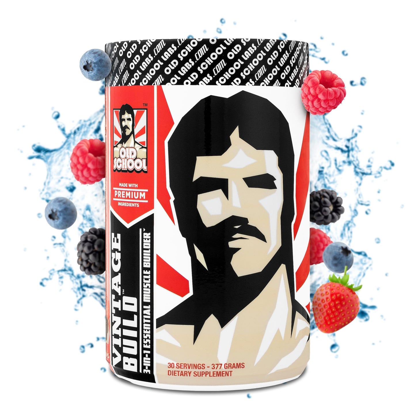 Vintage Build β Post Workout Recovery & Muscle Building Powder Drink for Muscular Strength & Growth - Reduces Soreness β Creatine Monohydrate, BCAAs, L-Glutamine β Fresh Berries Flavor β 377g
