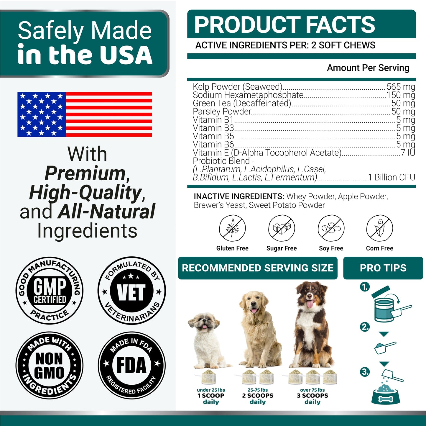 Dog Dental Powder - Breath Freshener - Dog Teeth Cleaning Powder - Tartar and Plaque Off Remover for Dogs - Probiotics - Multivitamin Blend Pet Oral Care Vitamins and Supplements - All Breeds & Sizes