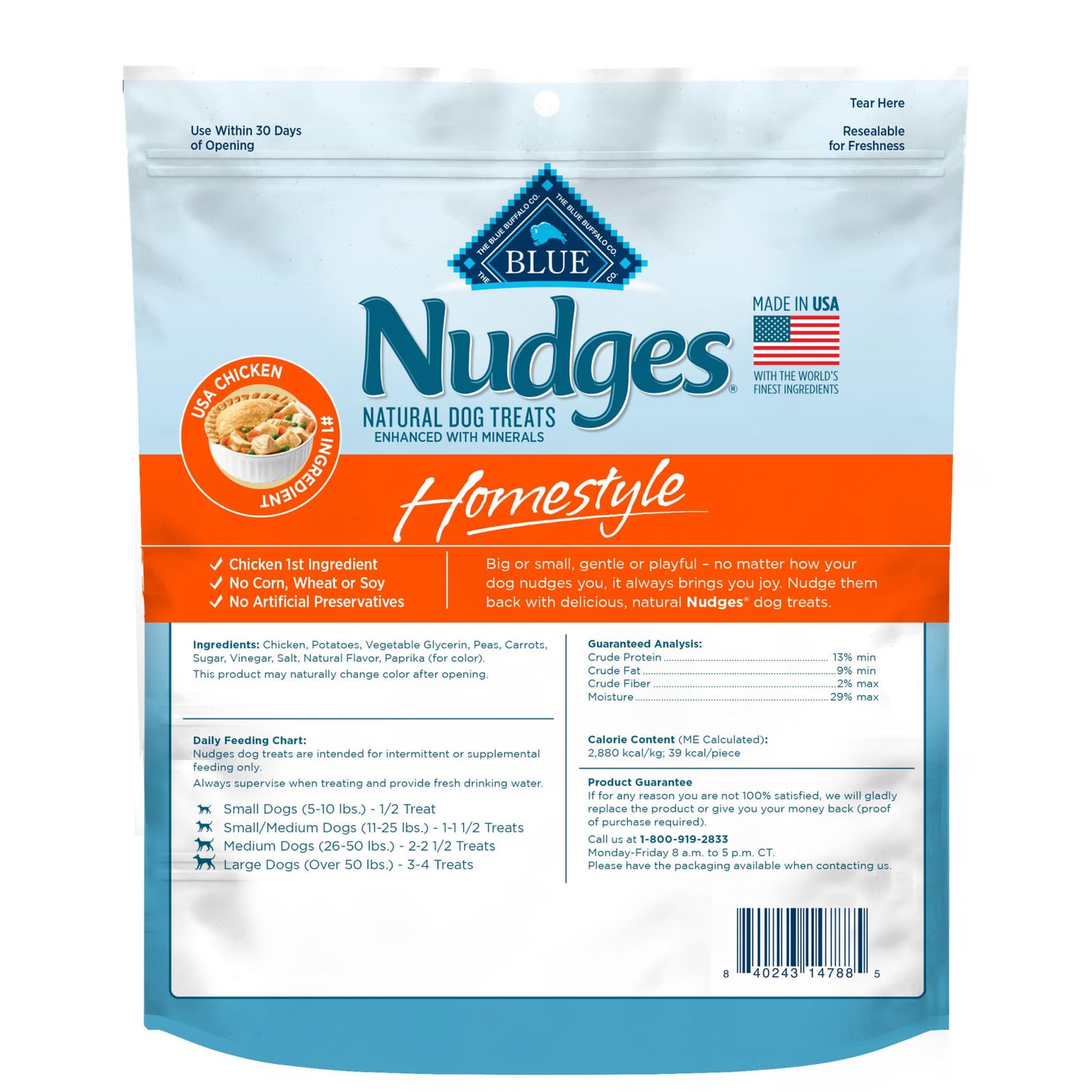 Blue Buffalo Nudges Homestyle Natural Dog Treats Made with Real Chicken, Made in the USA, Chicken, 10-oz Bag