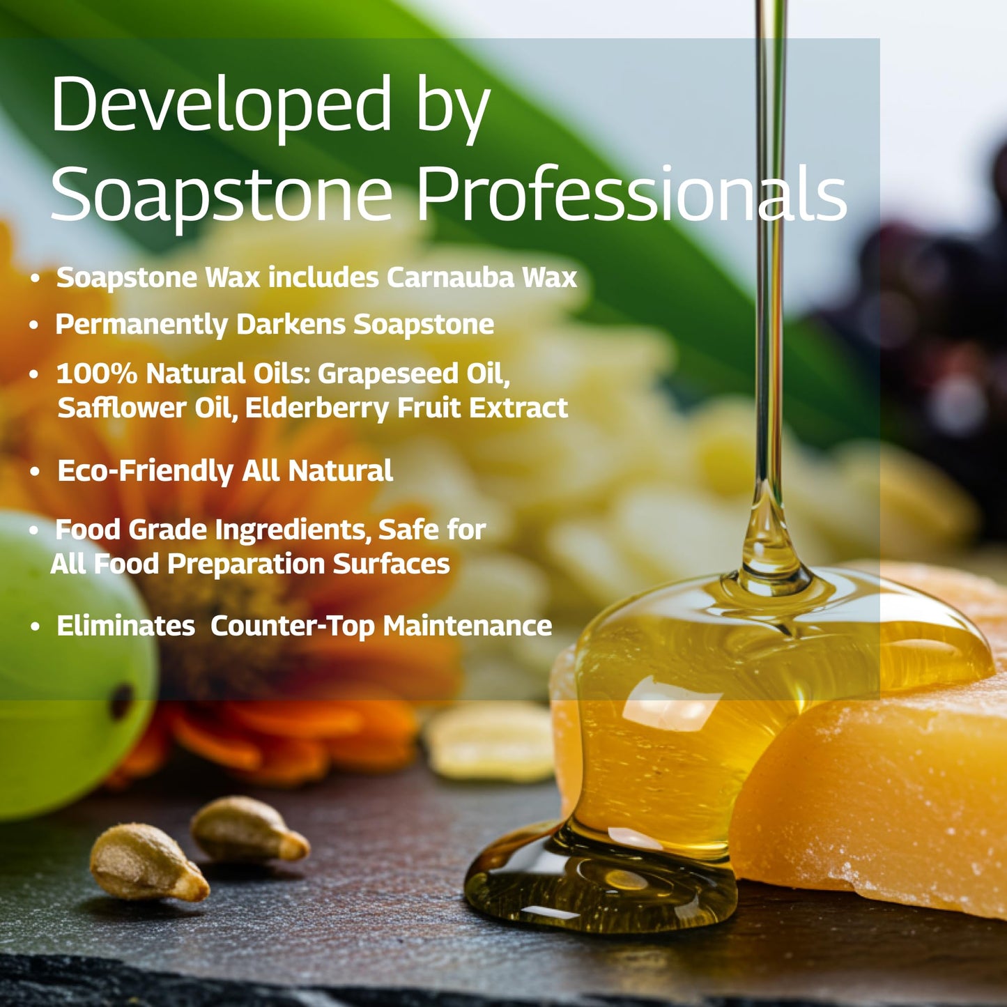 The Original Soapstone Wax | Food-Safe Natural Wax for Soapstone Countertops – Enhances & Darkens Stone, Long-Lasting Protection (8oz)