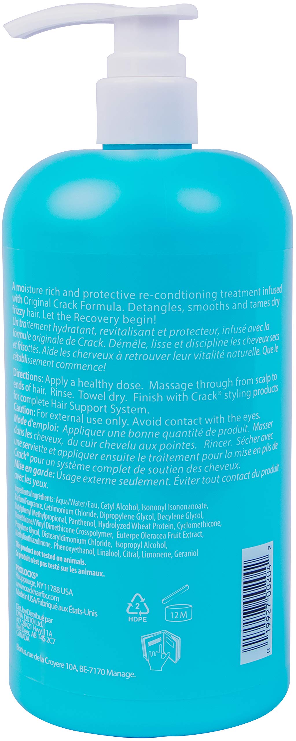 Crack HAIR FIX Conditioner with Pump Bottle | Intense Hydration & Frizz Control | Strengthens, Detangles & Restores Shine | Sulfate-Free, Vegan, Cruelty-Free & Made in USA | 33.8 Oz