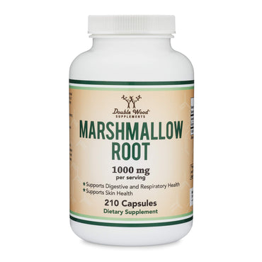 Marshmallow Root Capsules (210 Count, 1,000mg per Serving) High in Mucilage to Support Respiratory, Skin and Gut Repair (Vegan Safe, Gluten Free) by Double Wood