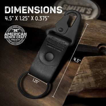 American Bench Craft Clip On Tactical Keychain | Full Grain Leather Keychain for Men | Car Keychain Made in USA | Key Fob Keychain with HK Snap & Durable Riveted Construction for Everyday Use
