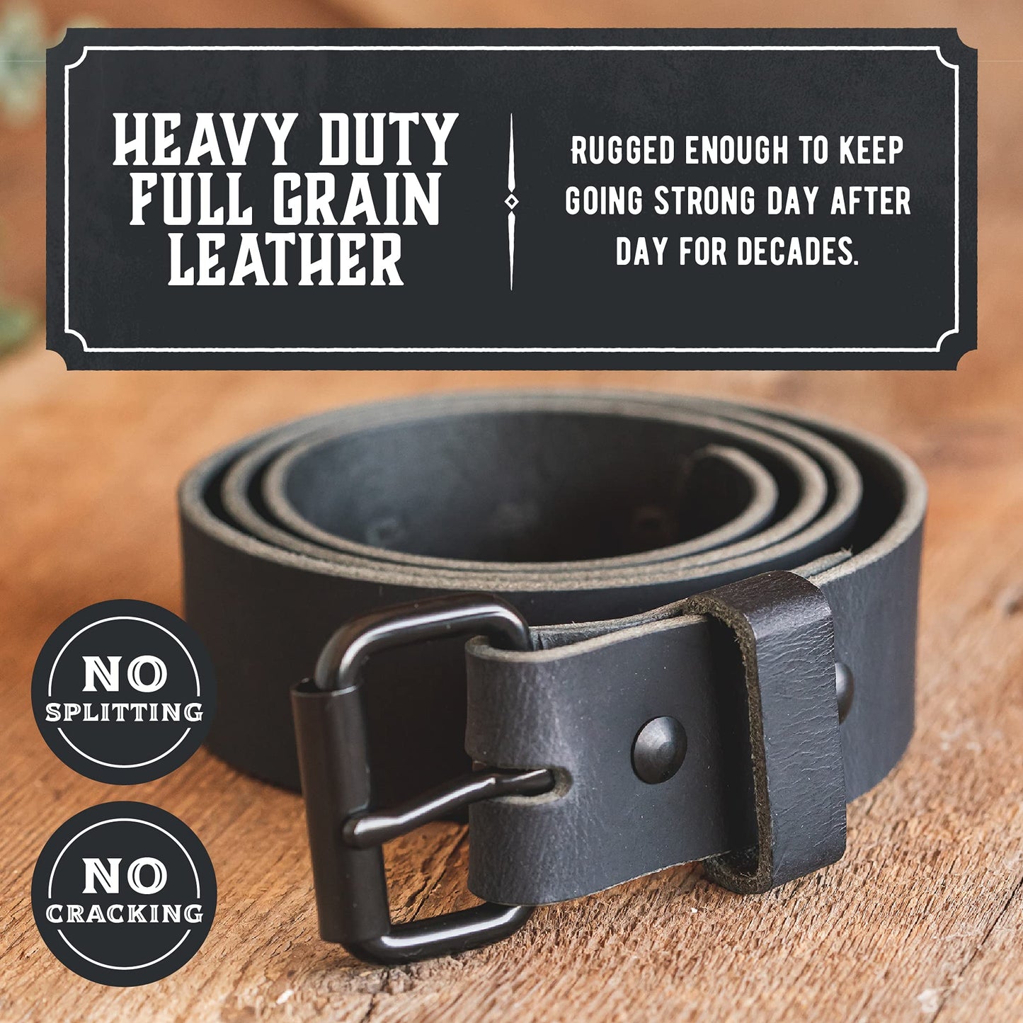 Main Street Forge The Classic Leather Everyday Belt | Made in USA | Full Grain Leather | Men's Black Belt