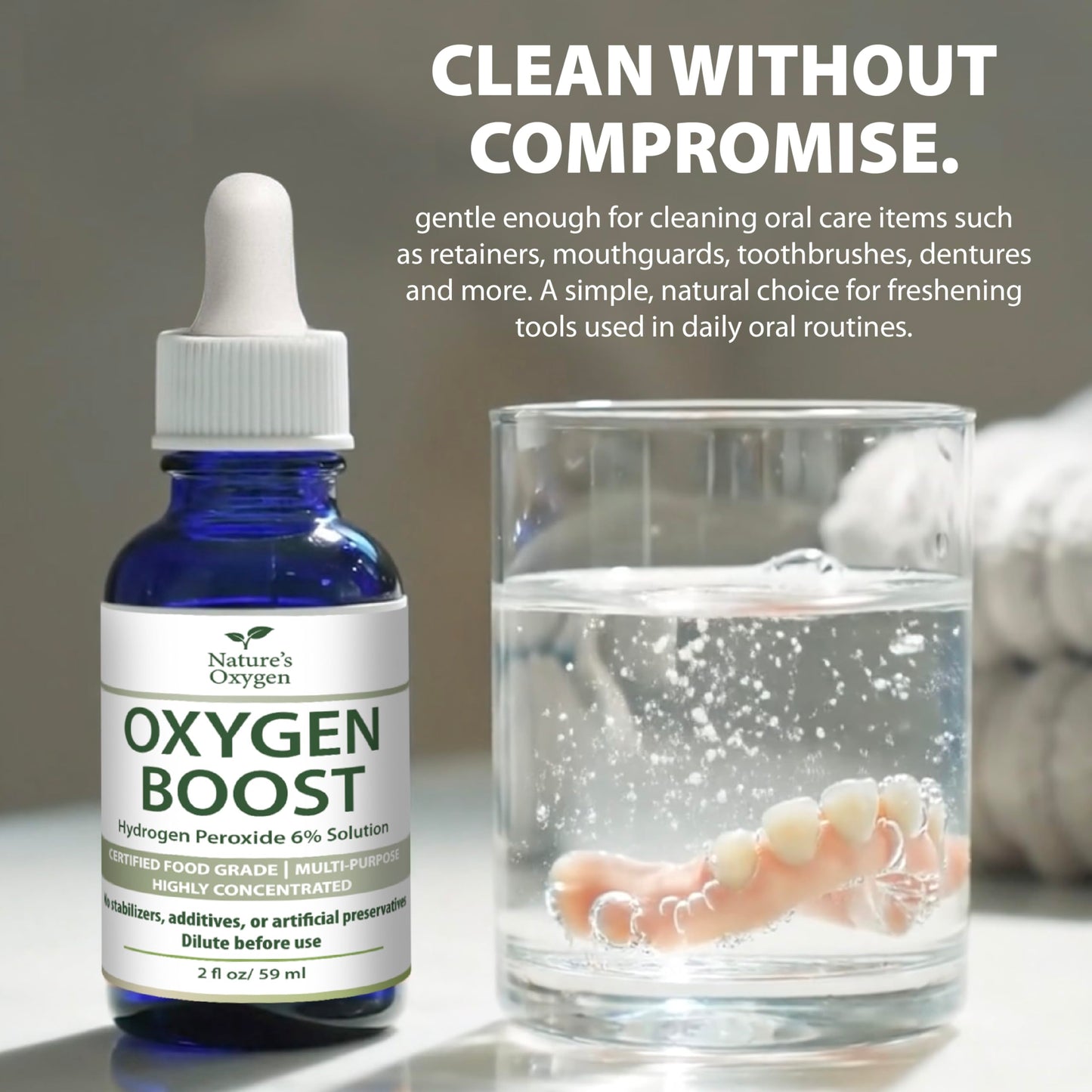 Nature’s Oxygen Food Grade Hydrogen Peroxide 6% Solution, 2 fl oz Dropper Bottle, No Added Stabilizers, Made in USA