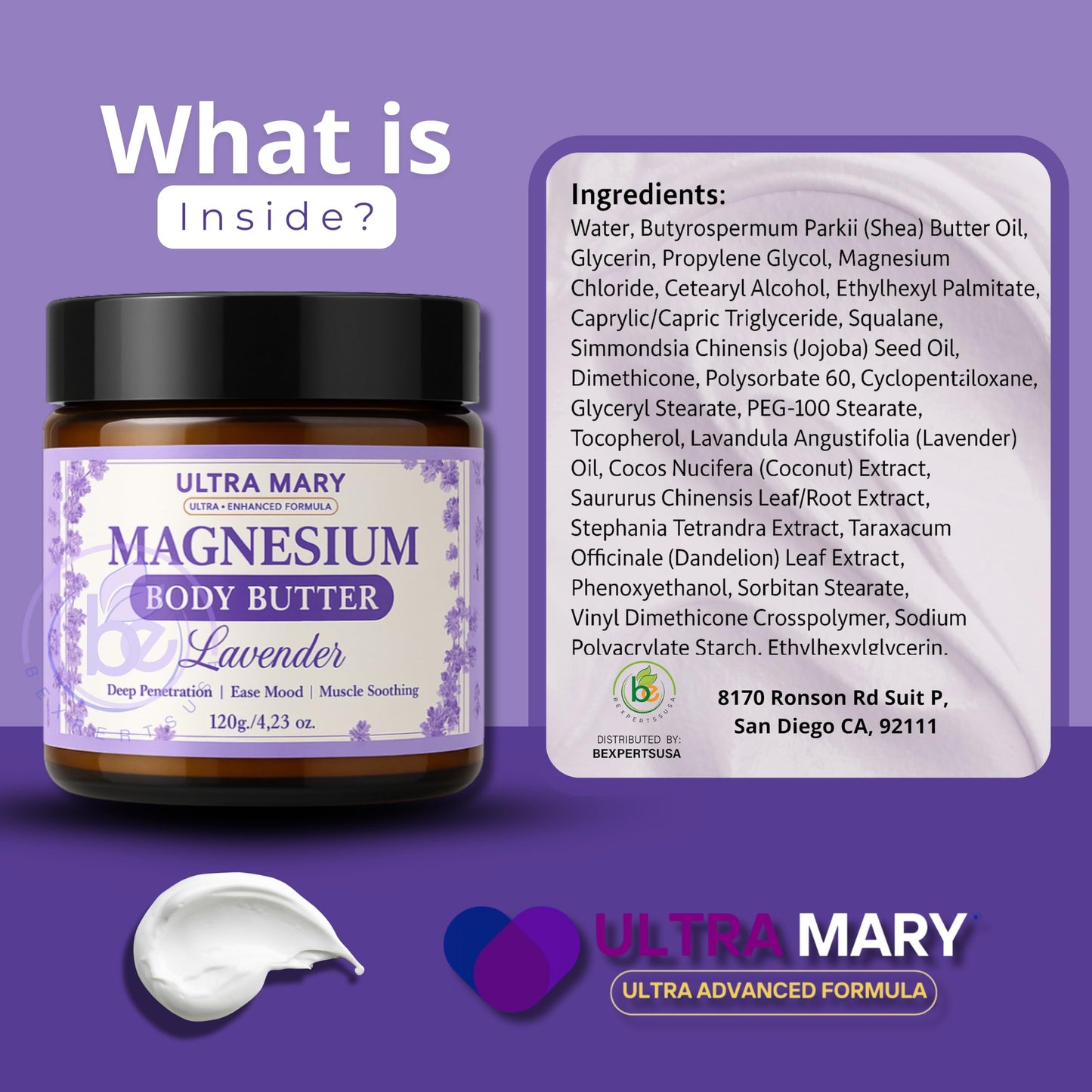 Joint Support UltraMary+(90 Capsules)+Magnesium Body Butter(4.23oz) Glucosamine 1500mg,Chondroitin, MSM, Turmeric & Boswellia–Muscle & Joint Relief Combo, Lavender Scent–Articulaciones & Músculos