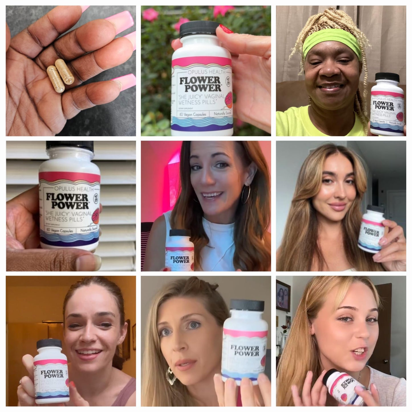 Flower Power She Juicy Vaginal Moisturizer | Feminine Care for Women - 60 ct - End Vaginal Dryness with Slippery Elm Bark | Feminine Care for Vaginal Health - Made in USA