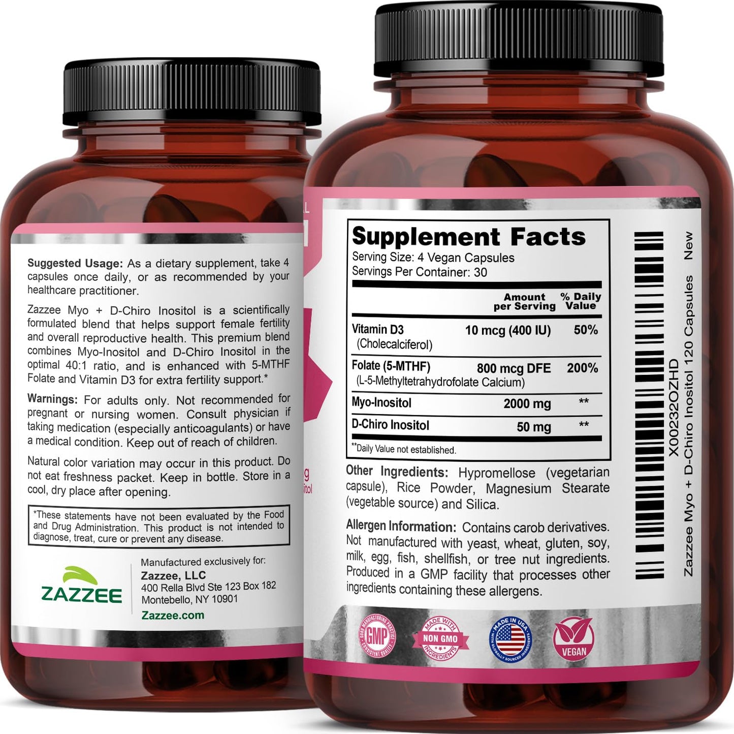 Myo and D-Chiro Inositol Supplement for Women - Fertility Supplement for Women with Ideal 40:1 Ratio Myo & D-Chiro Inositol D3 & Methylfolate Ovarian Support Vitamins - ISO Lab Tested (30 Servings)
