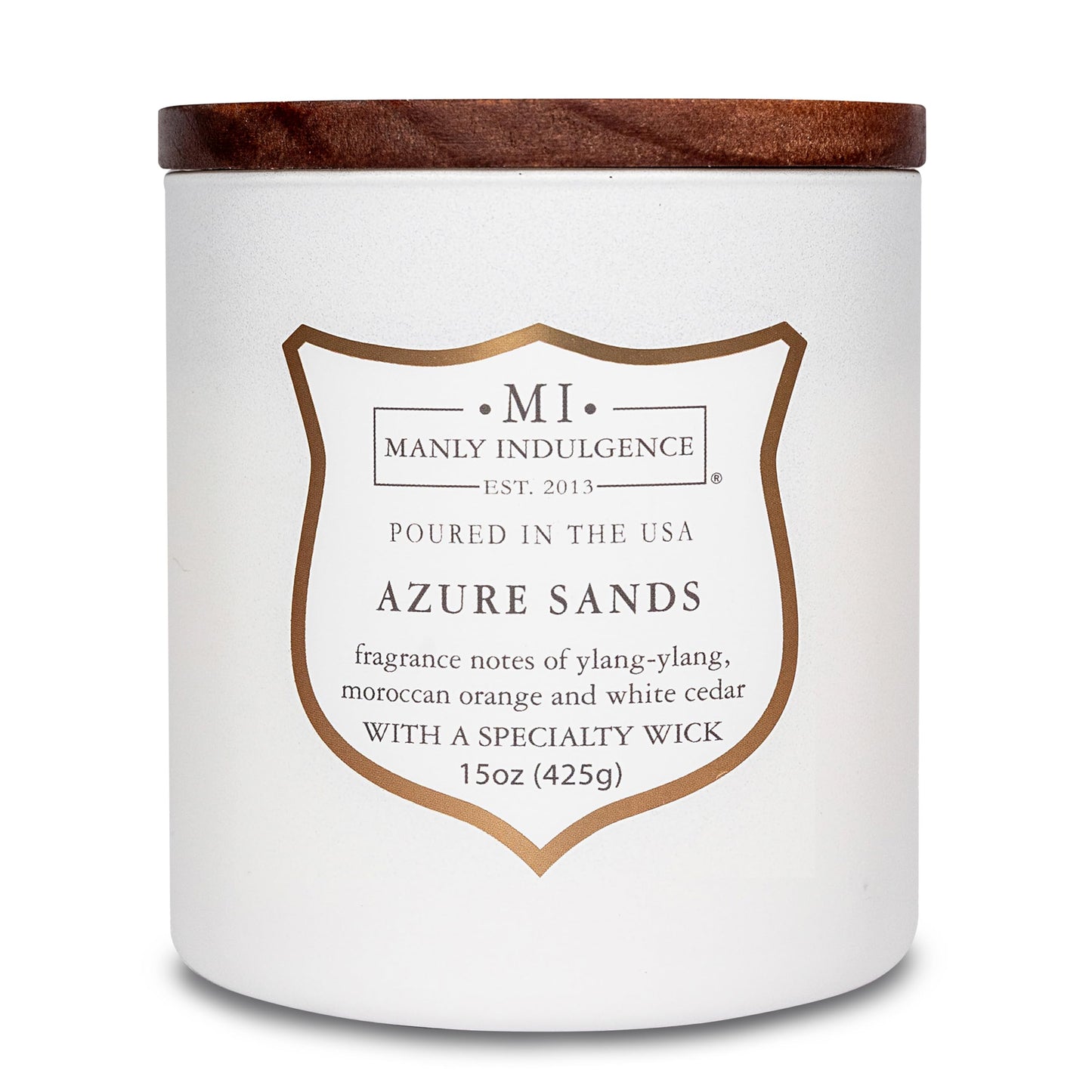 Manly Indulgence Azure Sands Scented Candles for Men, 15 oz Wooden Wick, Fathers Day Candle, 60H Burn, Candles for Home Scented - Made in The USA