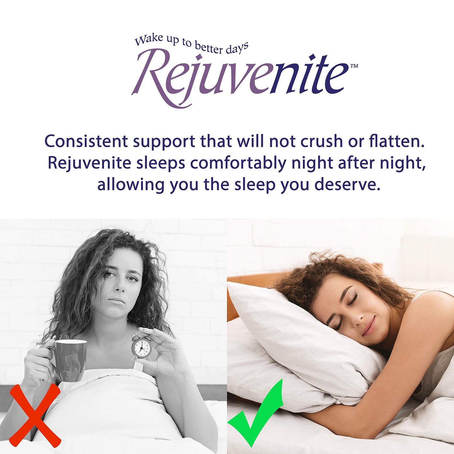 RejuveNite American Talalay Latex Medium Support Bed Pillow for Sleeping with Luxurious 100% Cotton Sateen, 400TC Cover, Standard High Profile – Made in USA