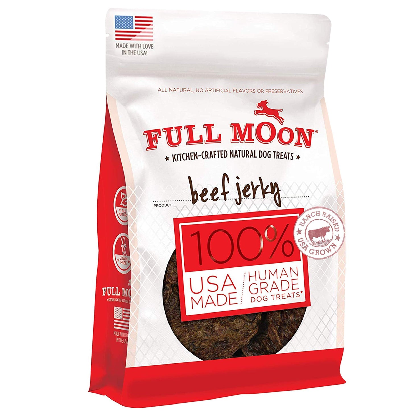 Full Moon Beef Jerky Healthy All Natural Dog Treats Human Grade Made in USA Grain Free