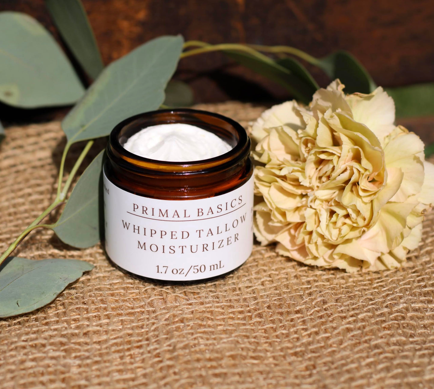 Primal Basics 100% Grass Fed Grass Finished Whipped Vanilla Beef Tallow Moisturizer/Body Balm for Face, Body, Oily, Dry, Sensitive Skin -Contains Vitamins A, D, E, K -USA Made