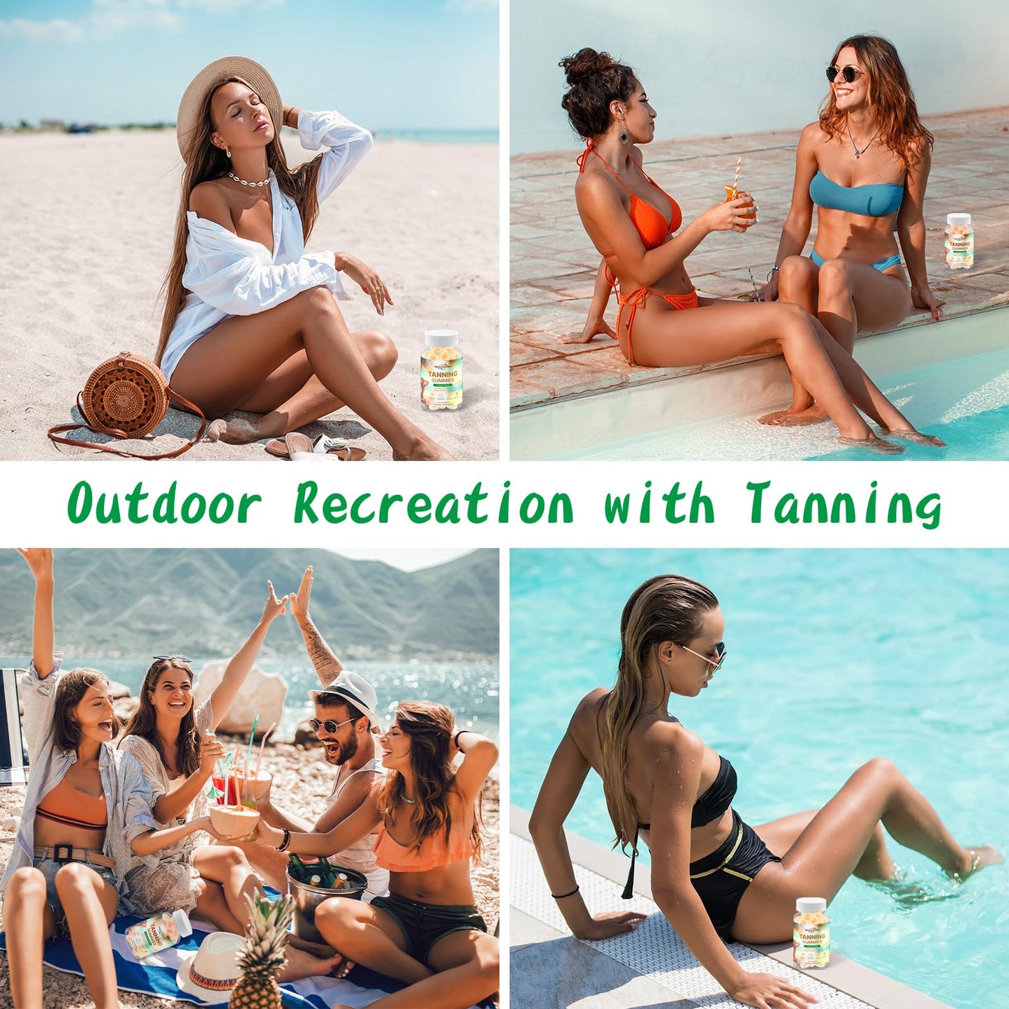 HEALOADING Tanning Gummies Supplement for Women: Daily Tanning Gummies with Astaxanthin L-Tyrosine Lycopene Vitamin A for Tanning Supplement & Sun Sensitivity Support Natural Melanin Boost