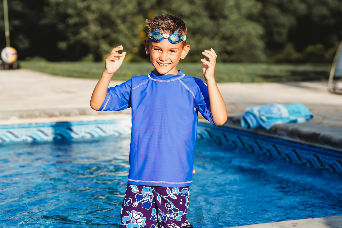 Made in USA Little Boys and Girls Solid Rashguard Swimming Tee Shirt Rash Guard SPF UPF Sun Protection for Summer Beach Pool and Play