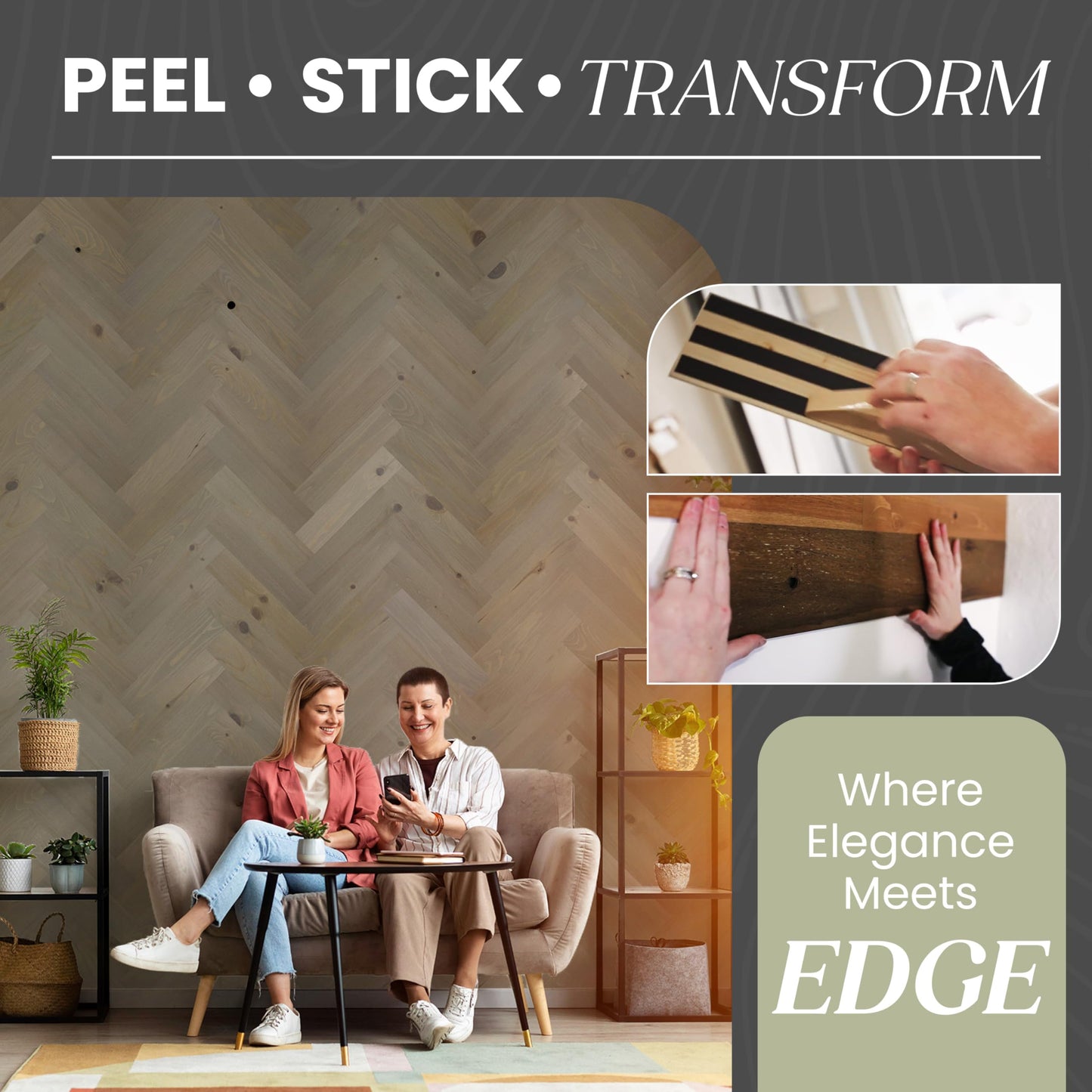 TIMBERCHiC 100% Wood Wall Planks - Made in USA - Peel-and-Stick Panels for Interior Decor - DIY Adhesive Wall Panels, Pebble (3" x 10 Sq Ft)