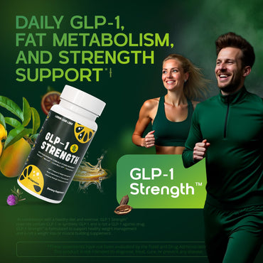 GLP-1 Strength Fat Burner, Lean Body Mass & GLP-1 Supplement for Women & Men - Weight Management, Gut Health & Metabolism Support with Eriomin & Morosil - Vegan, Gluten Free, Non-GMO - 60 Count