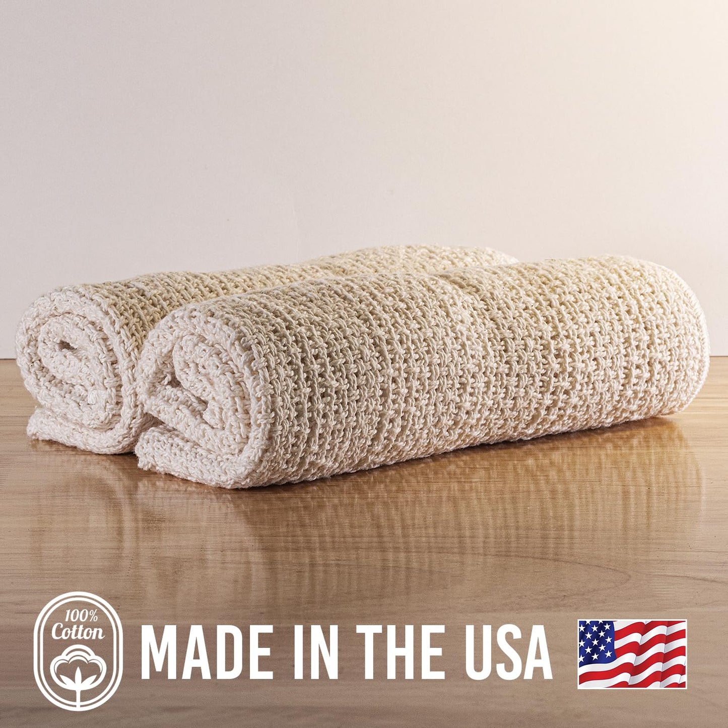 Country Cottons Old Fashion 100% Cotton Kitchen Towels - Set of 2-24"x15" (Gray/Natural)